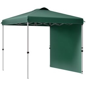 Carpa plegable 2,5x2,5 m cenador de jardín con pared lateral altura ajustable anti-UV impermeable verde