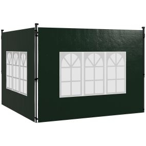 Paredes laterales para carpa 3x3 m y 3x6 m juego de 2 con ventanas verde oscuro 293x193 cm