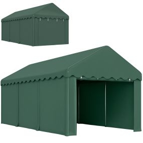 Carpa garaje exterior 6x3 m impermeable anti-UV verde con paredes laterales desmontables y 2 puertas con cremallera