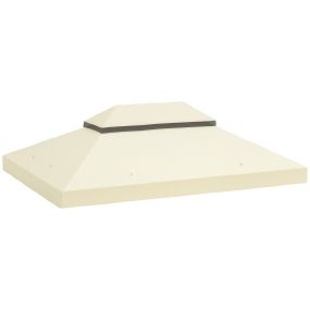Techo de repuesto para cenador 4x3 m crema con techo doble, drenaje y protección UPF30+