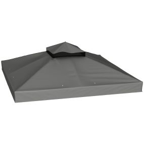 Techo de repuesto para cenador 3x3 m con techo doble, drenaje y protección UPF30+, gris oscuro
