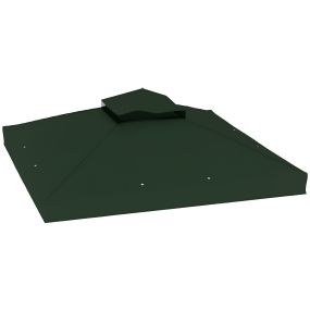 Techo de repuesto para cenador 3x3 m, doble techo, drenaje, UPF30+, verde