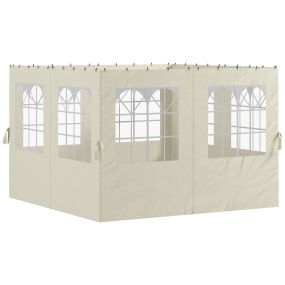 4 paredes laterales para cenador 3x3 m con ganchos, 8 ventanas, protección UV, crema