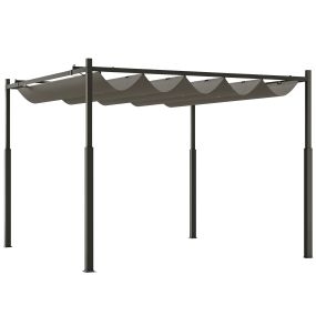Pérgola de jardín 3x3 m con techo retráctil, protección UV30+, columnas metálicas, gris