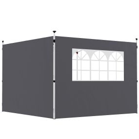 2 paredes laterales para carpa 3 x 3 m, 300x200 cm, con ventana, gris oscuro