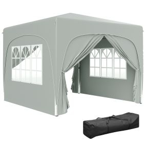 Carpa plegable 3x3 m gris con altura ajustable, 4 paredes laterales, ventanas y bolsa de transporte