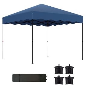 Carpa plegable pop-up gazebo 3x3 m azul oscuro con protección UV 50+ y altura ajustable