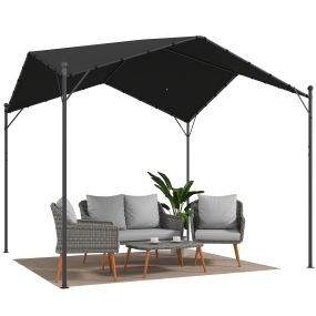 Pérgola de jardín 3x3 m con techo inclinado, dosel UPF30+ y estructura de metal galvanizado, gris oscuro
