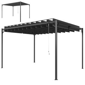 Pérgola de jardín 3x4 m con techo de lamas orientables, metal, UPF50+, gris oscuro
