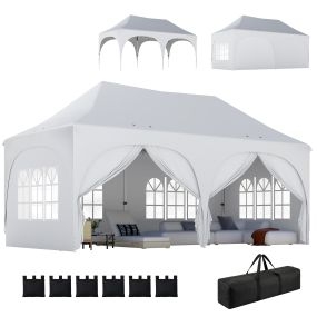 Carpa plegable 6x3 m pop-up con 6 laterales extraíbles, altura ajustable y bolsa, gris claro