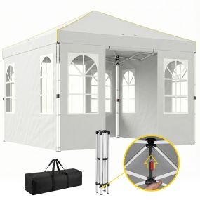 Carpa plegable 3x3 m pop-up con 4 laterales extraíbles UPF50+ blanca