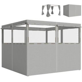 4 paredes laterales para cenador 3x3 m con 8 ventanas de malla enrollables protección UV 30+ impermeable gris claro