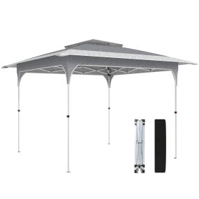 Carpa plegable 3,5x3,5 m pop-up con doble techo, cierre central, UPF50+, gris