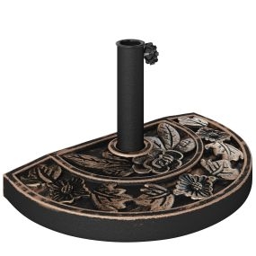 Base de sombrilla semicírculo 9 kg de resina para poste Ø3,8 y Ø4,8 cm bronce 50x31x32 cm