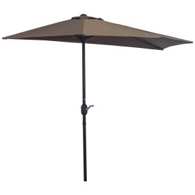 Sombrilla de jardín semicircular 269x138x236 cm con manivela para exterior terraza patio piscina café