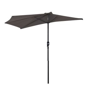 Parasol de jardín semicircular gris 269x138x236 cm con manivela para exterior