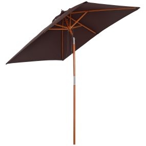 Sombrilla de terraza exterior 200x150 cm rectangular con mástil de madera y manivela