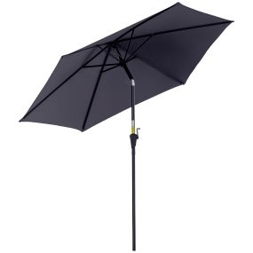 Sombrilla de jardín Ø260x235 cm reclinable con manivela aluminio gris