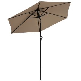 Sombrilla de terraza exterior Ø230 cm caqui con ángulo ajustable y manivela impermeable