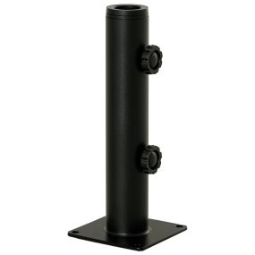 Soporte de parasol para suelo de cemento con 2 botones de bloqueo y 4 tornillos de expansión negro