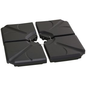 Base para sombrilla de 4 piezas rellenable con arena 72 kg o agua 56 kg negro