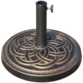 Base de sombrilla de jardín 12 kg para postes de 38/48 mm resina y acero bronce Ø45x33 cm