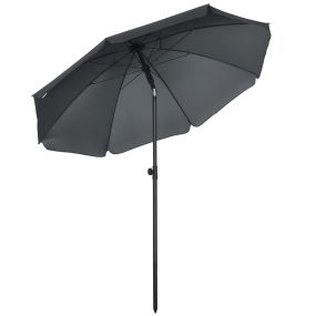Sombrilla de playa grande Ø180 cm para terraza exterior con ángulo ajustable UV50+ impermeable gris oscuro