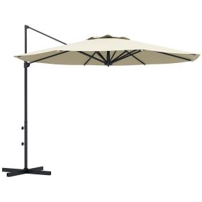Sombrilla de jardín Ø294x242 cm crema con altura ajustable, poste giratorio 360° y ventilación superior