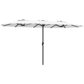 Sombrilla doble 4,6x2,6 m con manivela, UV50+, funda, resistente al agua, blanco