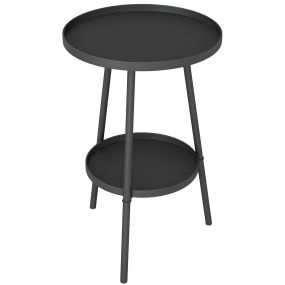 Mesa de jardín redonda de 2 niveles Ø32x51 cm de metal negro para exterior e interior