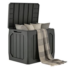Arcón exterior 121 L de plástico negro 56x45x53 cm con tapa bloqueable e impermeable