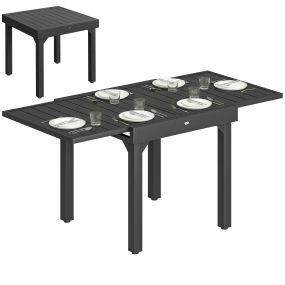 Mesa de jardín extensible 80/160x80 cm de aluminio negro para 4-6 personas