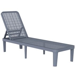 Tumbona reclinable de PP gris oscuro con respaldo ajustable, 191x55x35,5 cm, 120 kg