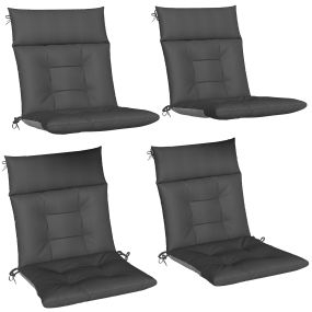 Set de 4 cojines para sillas y jardín con respaldo 112x53x8 cm gris oscuro impermeables y antideslizantes
