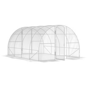 Invernadero de Túnel 4x3x2 m Invernadero de Jardín con 2 Puertas Cubierta PE 150g/m² Estructura de Acero Galvanizado y Techo Redondeado para Cultivos Plantas Flores Transparente