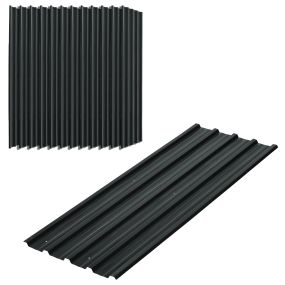 12 paneles para tejado de acero galvanizado 7m² 129x45 cm gris oscuro