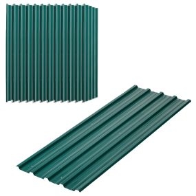 12 paneles para tejado de acero galvanizado 129x45 cm verde 7 m² para cobertizo garaje exterior
