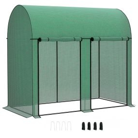 Invernadero de jardín exterior con 2 puertas enrollables, acero, PE 140 g/m², 200x100x178 cm, verde