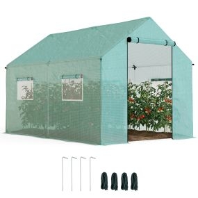Invernadero túnel exterior 2x3x2 m con 4 ventanas de malla y puerta con cremallera verde