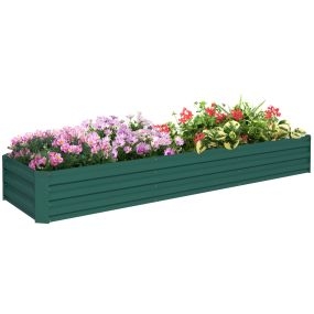 Jardinera exterior grande rectangular de acero galvanizado 240x60x30 cm verde