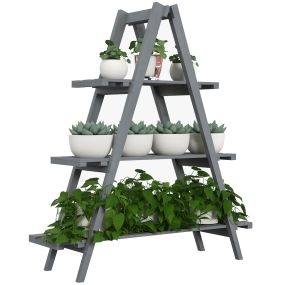 Estantería plegable de madera para plantas de 3 niveles 100x36x112 cm gris