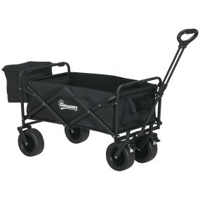 Carro de jardín plegable con bolsa térmica desmontable y mango ajustable carga 100 kg negro