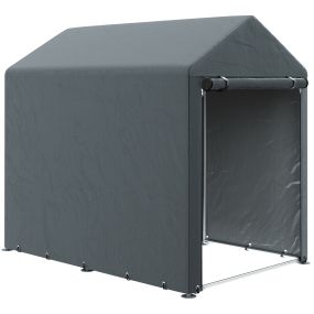 Carpa de jardín exterior gris oscuro 1,2x1,8x1,65 m para herramientas y bicicletas con 2 habitaciones, puerta enrollable con cremallera, impermeable y anti-UV