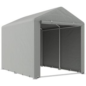 Carpa de jardín exterior 1,6x2,2x1,7 m con 2 habitaciones, impermeable anti-UV, gris claro