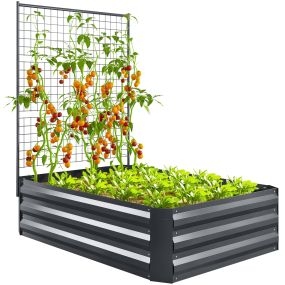 Jardinera exterior grande de acero galvanizado con celosía 80x115x125 cm gris oscuro
