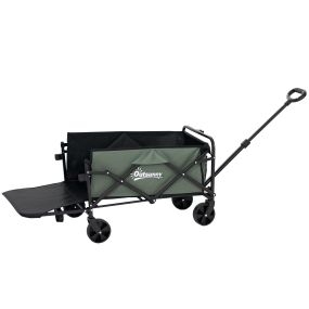 Carro de playa plegable con mango telescópico y puerta trasera expandible, carga 90 kg, verde