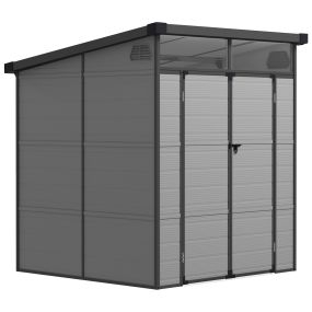 Caseta de jardín exterior 3,24 m² 190x191x215 cm gris claro con puerta corredera, ventana y ventilación