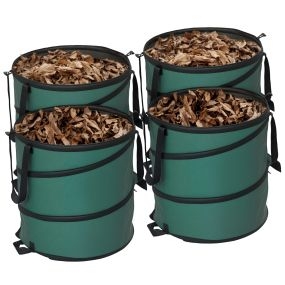 Set de 4 bolsas de basura de jardín 86L resistentes con asas y cierre de botones pop-up plegables