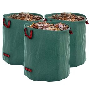 Set de 3 bolsas de basura de jardín 272 L resistentes con asas reforzadas y aros flexibles plegables