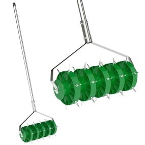 Rodillo aireador de césped manual con clavos y mango desmontable, 100 cm, 45 cm ancho